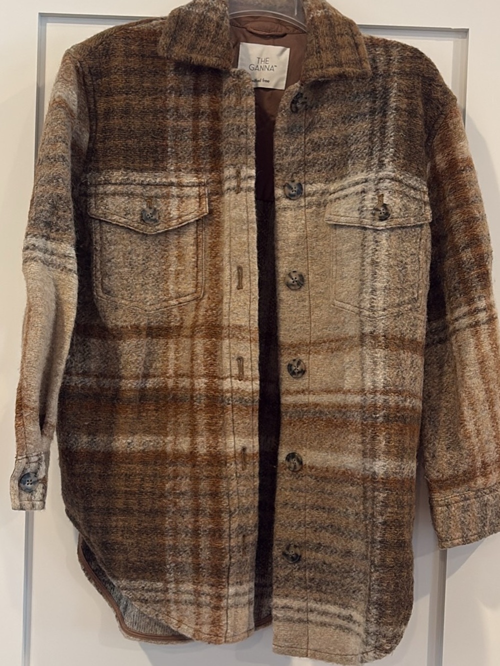 Aritzia Brown Plaid Wool Jacket